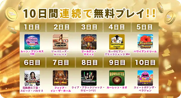 ベラジョンの10日間連続スピンクレジット