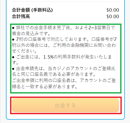 銀行送金の出金方法